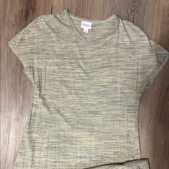 LuLaRoe Maria Maxi Dress in Green Gray Cream Heather LIKE NEW - Picture 4 of 8